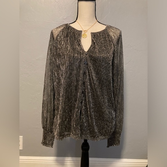Sanctaury Gold Shimmery Long Sleeve Blouse - Picture 1 of 9